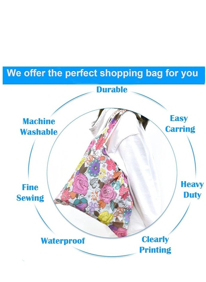 SYOSI - 6 Pcs Reusable Grocery Bag, Foldable Eco-Friendly Shopping Bags, Lightweight Washable Ripstop Nylon Large Tote Bag - Image 1