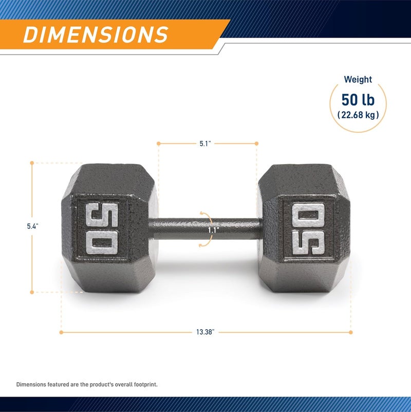 Marcy Cast Iron Hex Dumbbells Collection - Available size from 3-lb to 100-lb, SOLD INDIVIDUALLY - Image 2