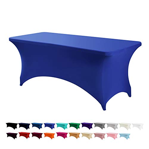 Peomeise 6FT Spandex Table Cover Rectangular Stretch Spandex Tablecloth Royal Blue6FT
