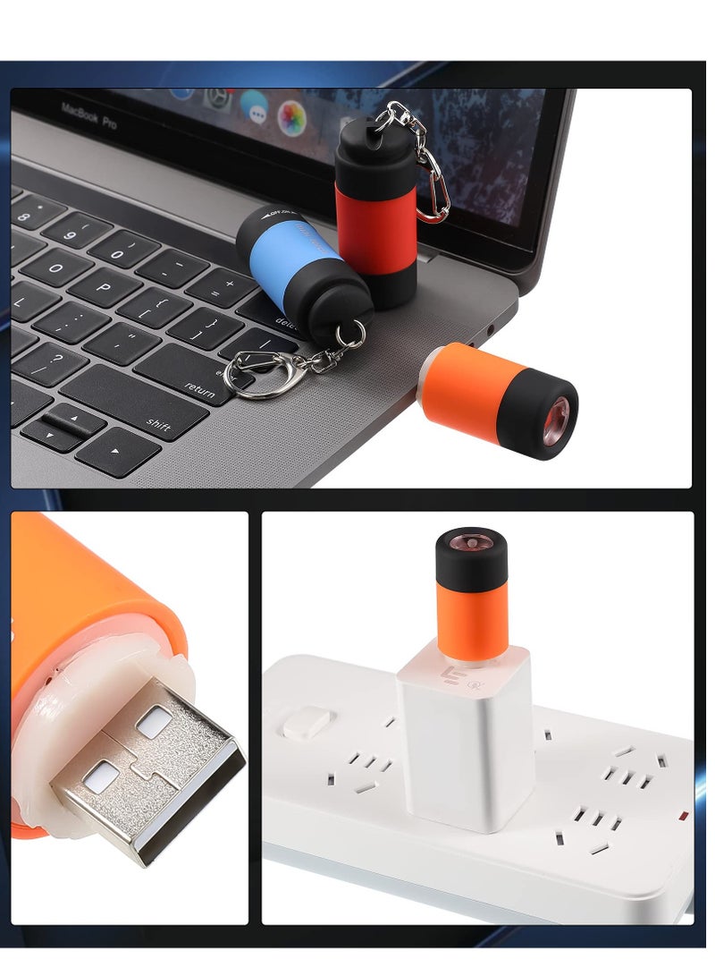 Zikra 12 Pieces Mini Keychain Flashlight USB Torch Rechargeable Colorful LED Flashlight High-Powered Keychain Lamp - Image 2