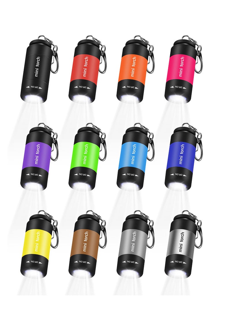 Zikra 12 Pieces Mini Keychain Flashlight USB Torch Rechargeable Colorful LED Flashlight High-Powered Keychain Lamp - Image 1