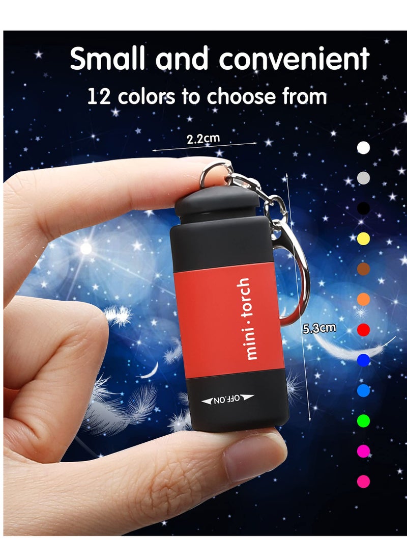 Zikra 12 Pieces Mini Keychain Flashlight USB Torch Rechargeable Colorful LED Flashlight High-Powered Keychain Lamp - Image 4