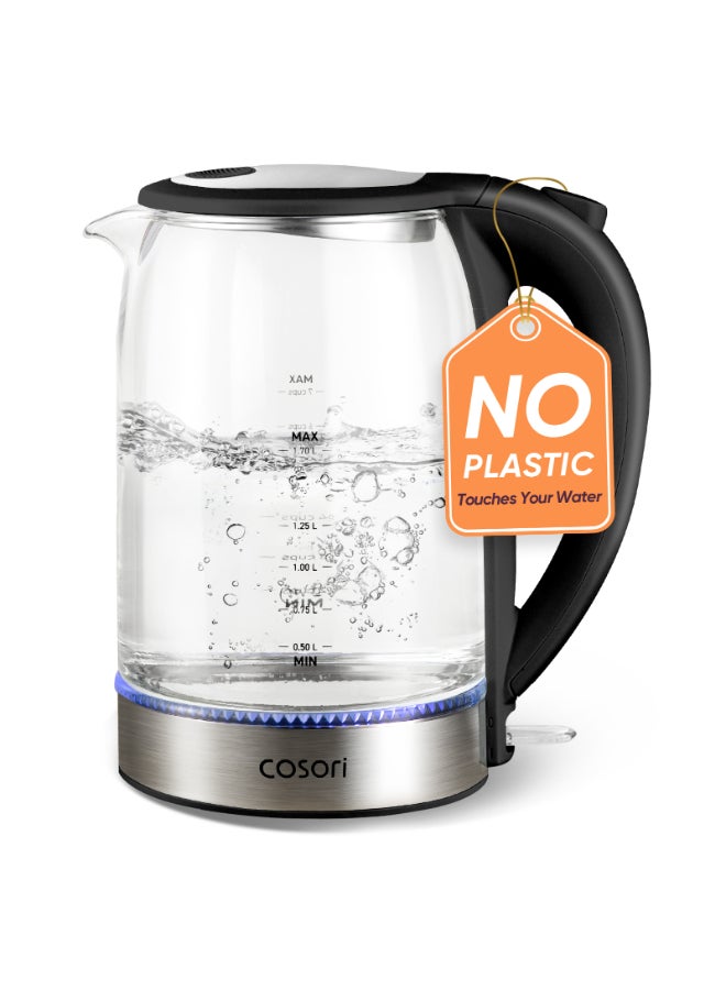 Cosori Electric Kettle, No Plastic Filter & Spout, Tea Kettle & Hot Water Boiler For Coffee & Tea, Water Heater & Teapot, Automatic Shut Off, Borosilicate glass 1.7L/1500W - Image 1