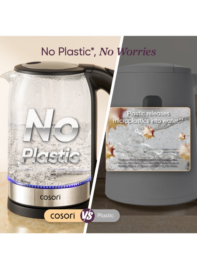 Cosori Electric Kettle, No Plastic Filter & Spout, Tea Kettle & Hot Water Boiler For Coffee & Tea, Water Heater & Teapot, Automatic Shut Off, Borosilicate glass 1.7L/1500W - Image 4