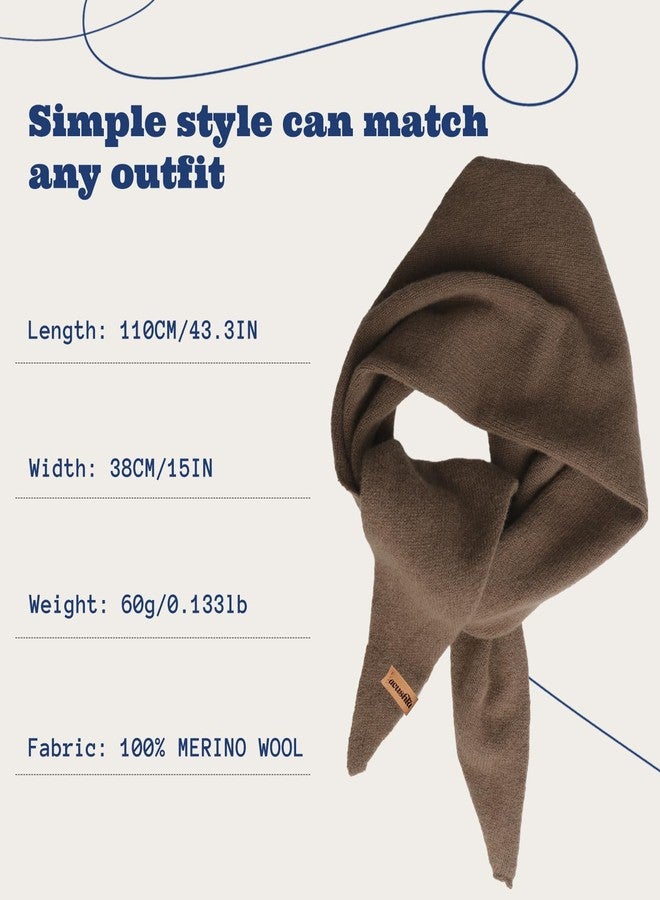 ACUSHLA Wool Triangle Scarf Knitted Triangle with Rice Grain Knitted Pattern in Solid Colors, Light Cloth Soft Many Color Combinations Light Scarf, Brown 09, 110cmX38cm - Image 4