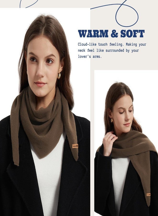 ACUSHLA Wool Triangle Scarf Knitted Triangle with Rice Grain Knitted Pattern in Solid Colors, Light Cloth Soft Many Color Combinations Light Scarf, Brown 09, 110cmX38cm - Image 3