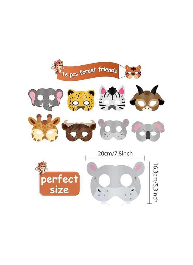 The Bros 16 Pcs Jungle Safari Animal Masks for Kids - Woodland Theme Birthday Party Decorations, Halloween Costumes & Dress-Up Activities (Boys/Girls DIY Supplies)  - Image 3