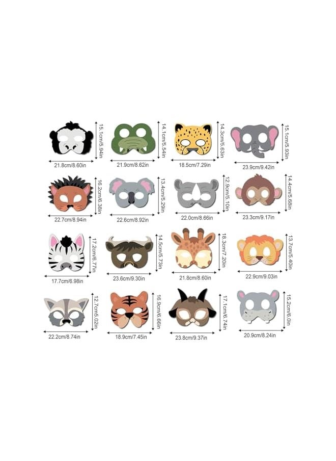 The Bros 16 Pcs Jungle Safari Animal Masks for Kids - Woodland Theme Birthday Party Decorations, Halloween Costumes & Dress-Up Activities (Boys/Girls DIY Supplies)  - Image 2