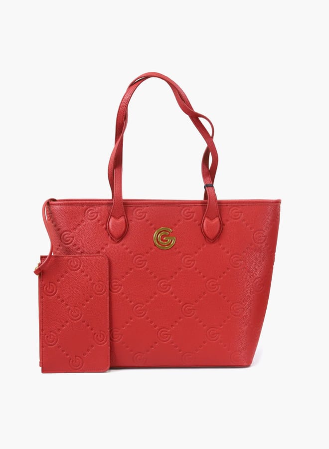Gabriella Gucci Monogram Embossed Tote Bag with Pouch  - Image 1