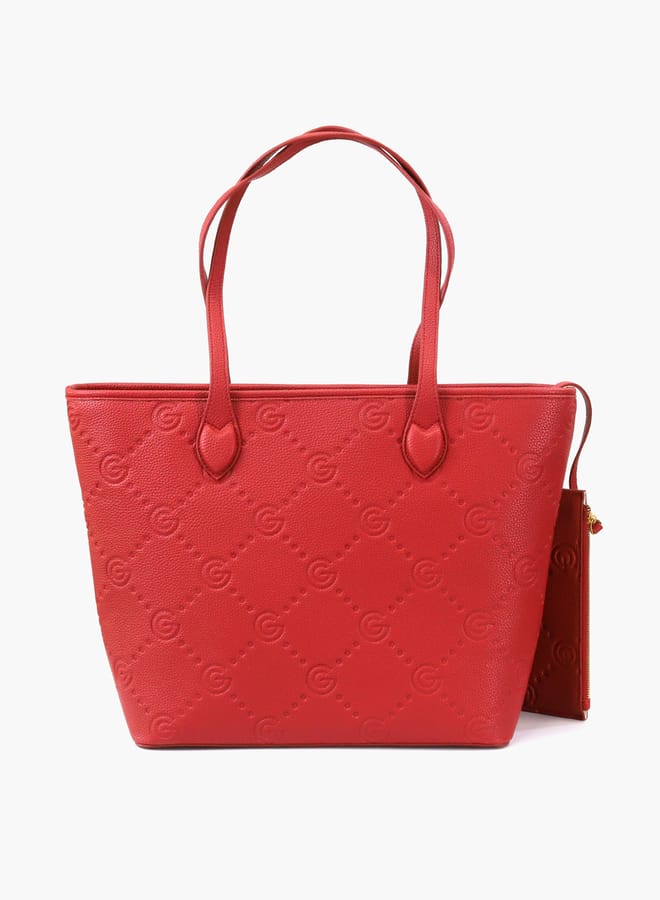 Gabriella Gucci Monogram Embossed Tote Bag with Pouch  - Image 4