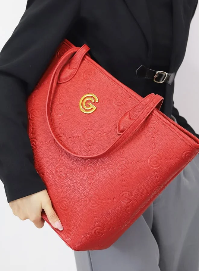 Gabriella Gucci Monogram Embossed Tote Bag with Pouch