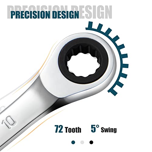 SORAKO Ratcheting Combination Wrench Industrial Grade Cr-V Steel Gear (A-10mm Metric) - Image 4