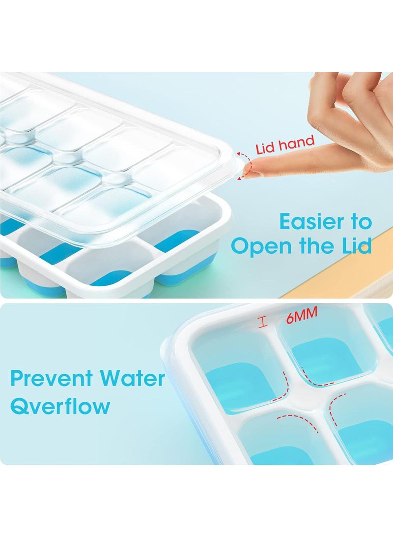 Bluejw 7-Piece Household Ice Cube Molds Set 14 Grid Ice Grid  Molds With Cover  - Image 3