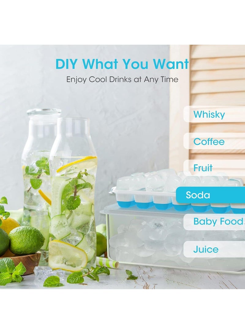 Bluejw 7-Piece Household Ice Cube Molds Set 14 Grid Ice Grid  Molds With Cover  - Image 4