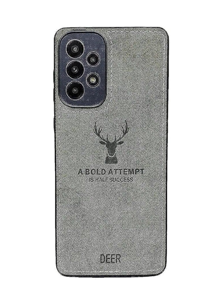 Dirt-Resistant Anti-Shock Full Body Protective Digital Luxury Soft Texture Patterned TPU Cloth Case for Samsung Galaxy A13 / 4G (Gray)