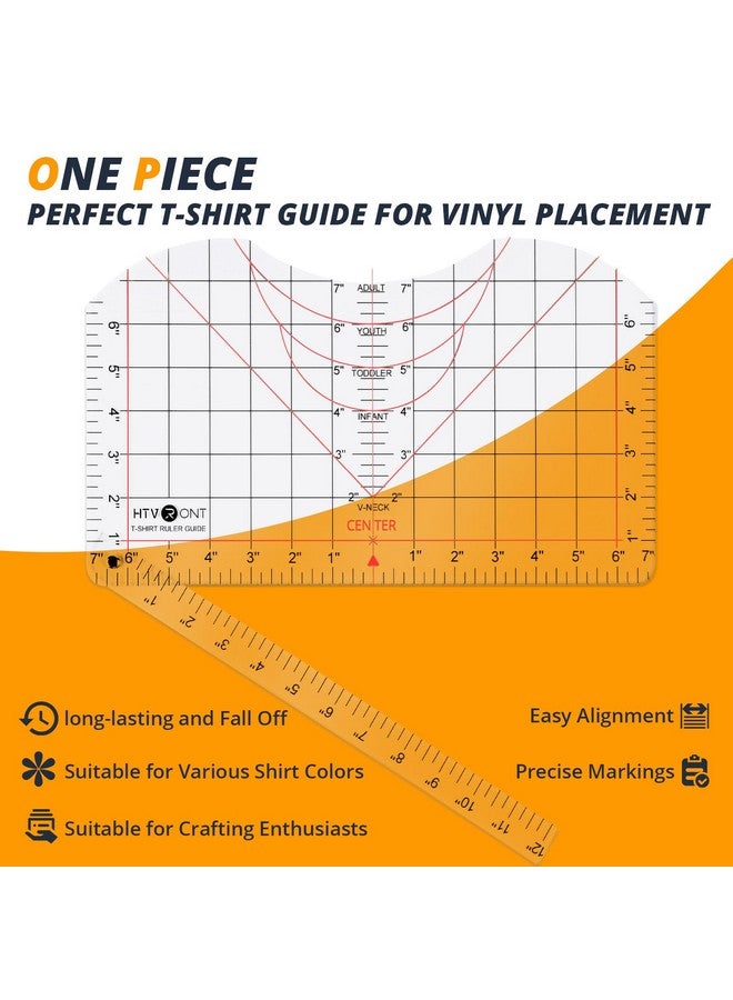 HTVRONT HTVRONT Tshirt Ruler Guide for Vinyl Alignment - Tshirt Measurement Tool for Heat Press in HTV Vinyl, All-in-ONE T Shirt Ruler to Center Design and Craft Sewing for Cricut Accessories and Supplies - Image 3