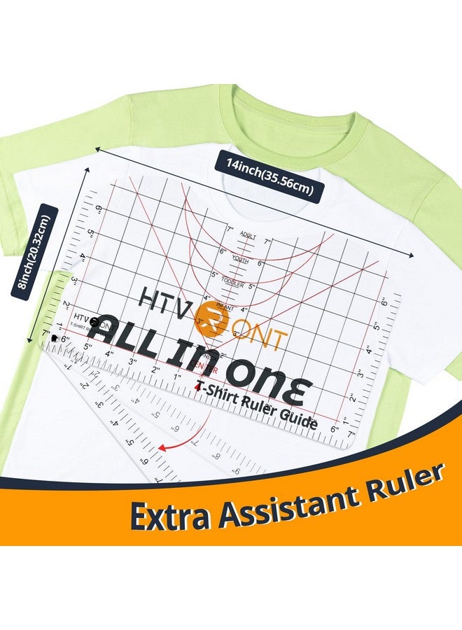 HTVRONT HTVRONT Tshirt Ruler Guide for Vinyl Alignment - Tshirt Measurement Tool for Heat Press in HTV Vinyl, All-in-ONE T Shirt Ruler to Center Design and Craft Sewing for Cricut Accessories and Supplies - Image 2