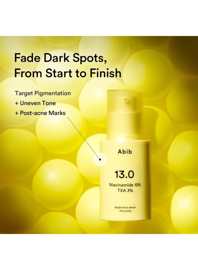 ابيب [Abib]  Bright Force Serum 13.0 Pump, 10% Niacinamide + 3% TXA,30ml, Brightening Serum for Uneven Skin Tone, Hyperpigmentation, Glass Skin Glow, Korean Skincare - Image 2