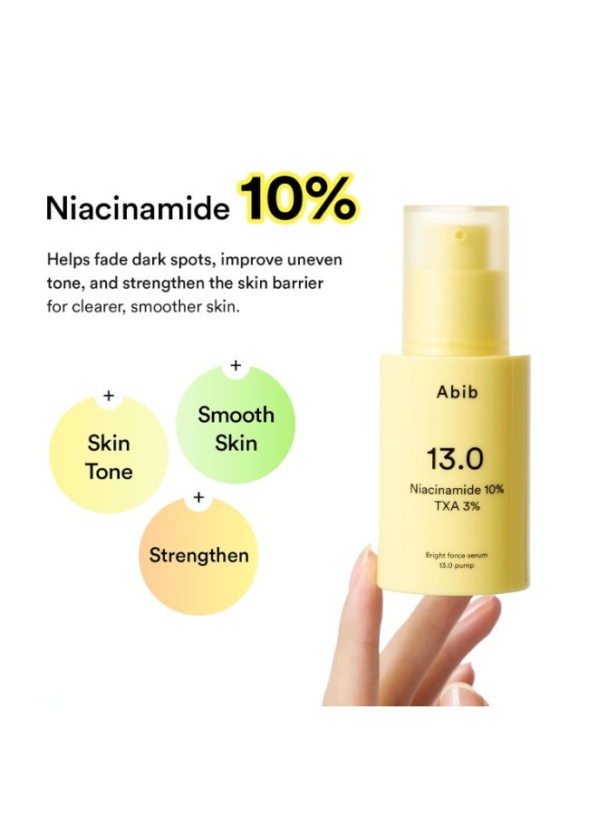 ابيب [Abib]  Bright Force Serum 13.0 Pump, 10% Niacinamide + 3% TXA,30ml, Brightening Serum for Uneven Skin Tone, Hyperpigmentation, Glass Skin Glow, Korean Skincare - Image 4