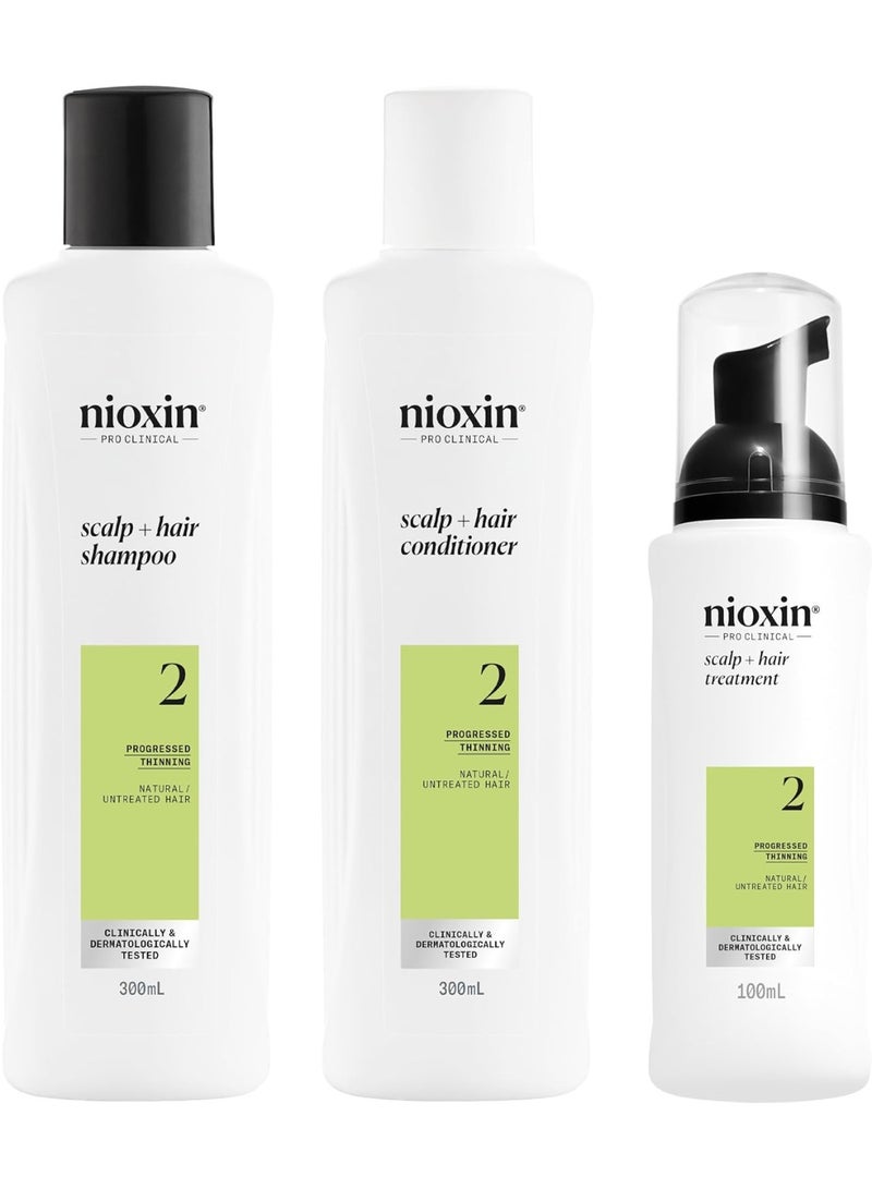 نيوكسين نظام نيوكسين 2، لشعر أكثر كثافة وامتلاءً، علاج لتكثيف الشعر الطبيعي مع ترقق متقدم، مجموعة الولاء كبيرة الحجم، شامبو مرطب، بلسم لفروة الرأس، سيروم لتكثيف الشعر - Image 1