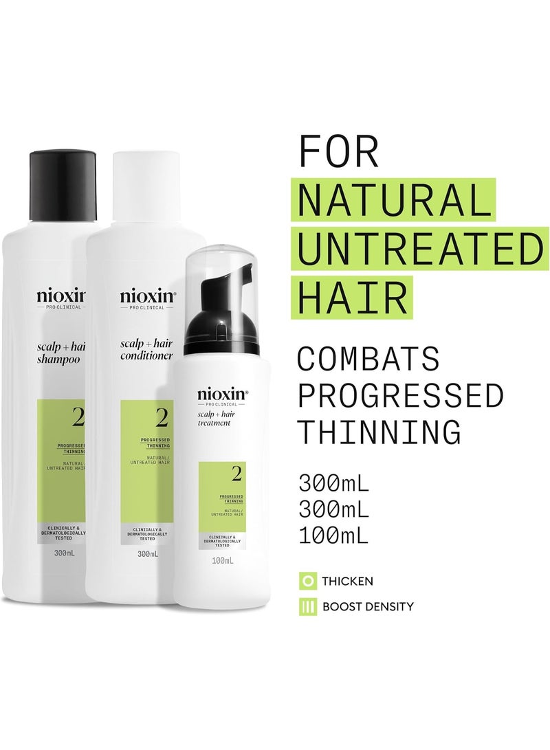 نيوكسين نظام نيوكسين 2، لشعر أكثر كثافة وامتلاءً، علاج لتكثيف الشعر الطبيعي مع ترقق متقدم، مجموعة الولاء كبيرة الحجم، شامبو مرطب، بلسم لفروة الرأس، سيروم لتكثيف الشعر - Image 2