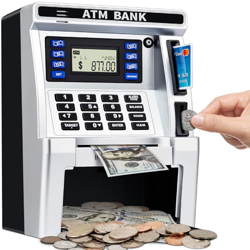 BAODLON Piggy Bank for Kids ATM Machine Bank for Real Money with Debit Card Bill Feeder Coin Recognition Balance Calculator Electronic Savings Safe Box Cool Stuff Toys Gifts for Teen Boys Girls - Image 1