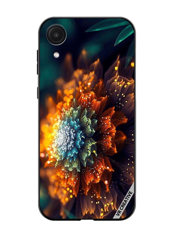 VR CREATIVE Protective Case Cover For Samsung Galaxy A03 Core Orange And Blue Glowing Factual Flower Design Multicolour - Image 1