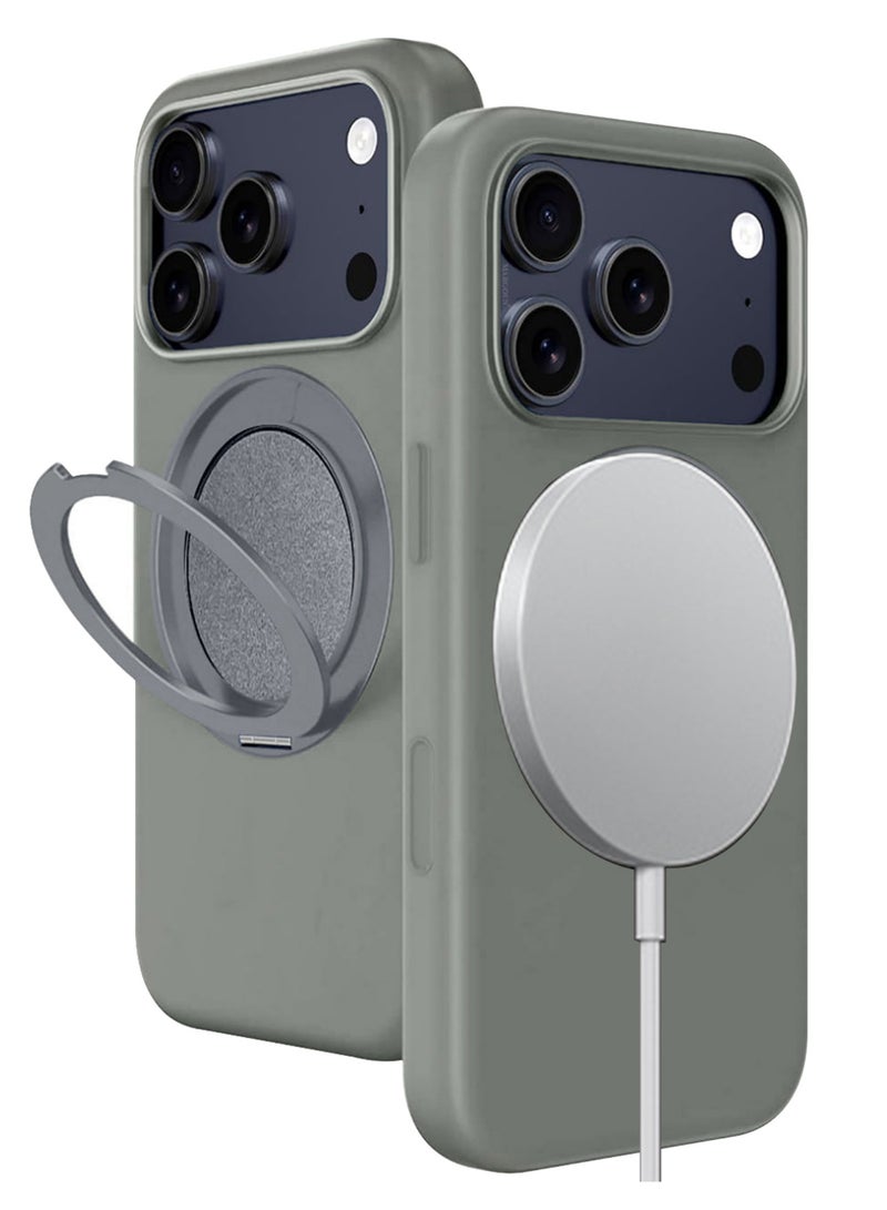 CATANES MagSafe Silicone Case Cover for Apple iPhone 17 Pro Max - 360° Spin Magnetic Stand Holder, Soft Liquid Silicone Cozy Grip -Full Camera Protection - Non-Slip Phone Case - Olive Green - Image 5