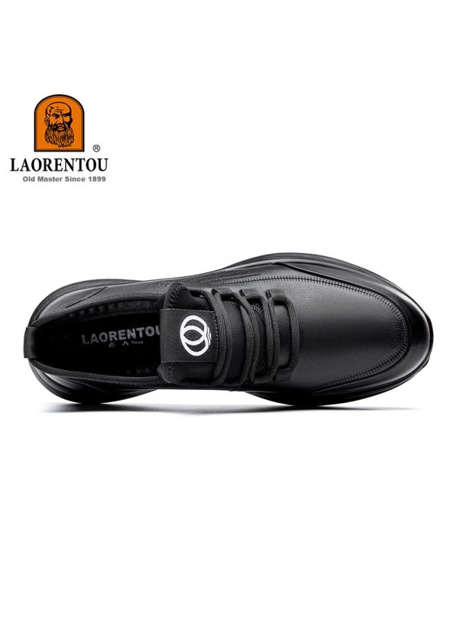 Laorentou Men's Spring And Autumn New Genuine Leather Casual Shoes Non-slip Wear-resistant Outdoor Sports Shoes La213 Black 39