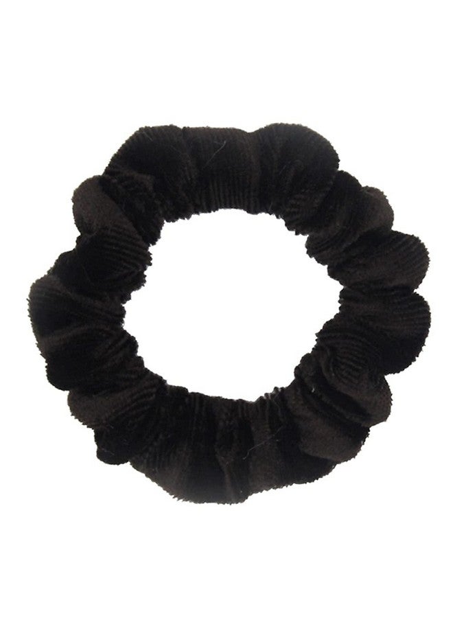 LFOUVRE Pack Of 10 Small Velvet Scrunchies For Women Hair Accessories Mini Thin Elastic Hair Ties (Black) - Image 2