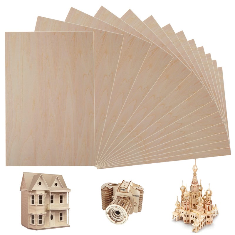 20 Pieces Basswood Sheet 116 x 12 x 8 Inch Thin Plywood Wood Sheets for Crafts