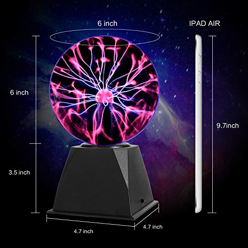 Gresus 6 Inch Plug-in Magic Plasma Ball Lamp - Touch & Sound Sensitive Interactive Plasma Lamp Nebula Sphere Globe, Science Educational Gift for Decorations/Parties/Bedroom - Image 2