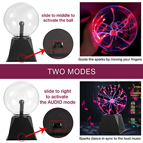 Gresus 6 Inch Plug-in Magic Plasma Ball Lamp - Touch & Sound Sensitive Interactive Plasma Lamp Nebula Sphere Globe, Science Educational Gift for Decorations/Parties/Bedroom - Image 3