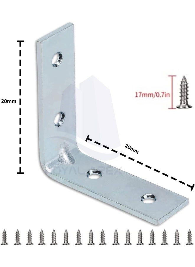 Royal Apex Angle Bracket For Reinforcing Chairs/Tables Shelf Bracket Zinc Plated L Shape Bracket For Solid Shelf Support Joint Corner Brace4Pcs 20X20Mm  - Image 2