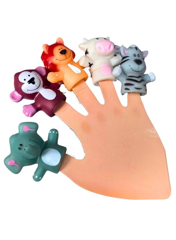 Set of 5 Silicone Finger Puppets for Babies and Toddlers, Animal Bath Toy, Cute Mini Hand Puppets Stories, Rubber Bath Toy Gift for Kids (Horse, Cow, Chicken, Pig, Piglet) - Image 1