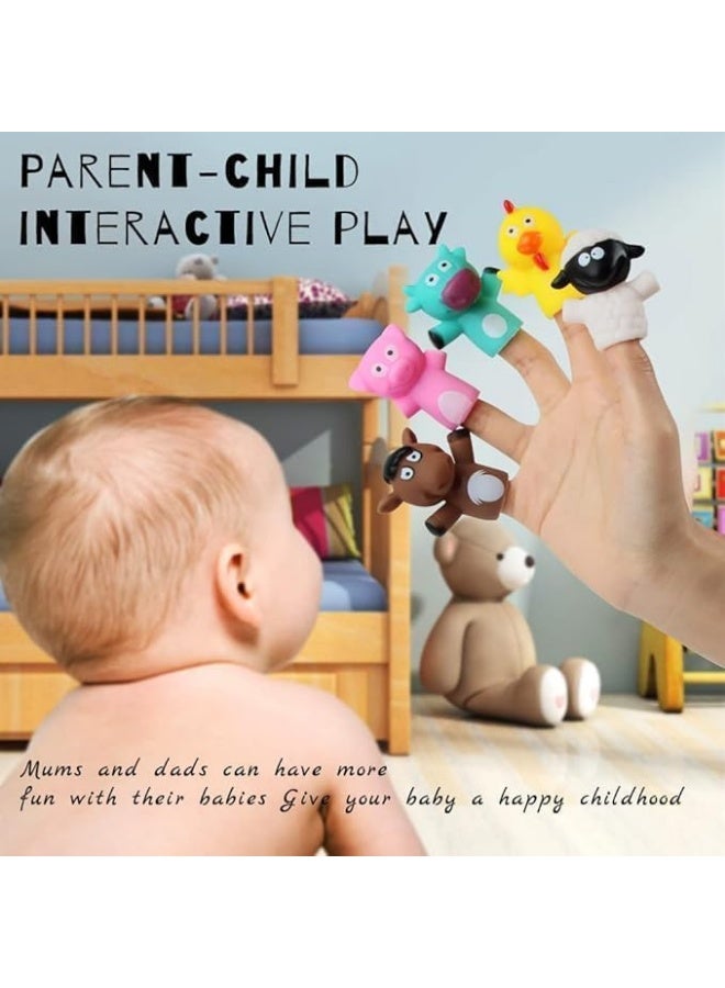 Set of 5 Silicone Finger Puppets for Babies and Toddlers, Animal Bath Toy, Cute Mini Hand Puppets Stories, Rubber Bath Toy Gift for Kids (Horse, Cow, Chicken, Pig, Piglet) - Image 2