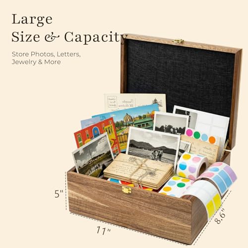 AMBER IMPRINT Keepsake Box – Wooden Keepsake Memory Box with Hinged Lid, Tree of Life Engraving, Large Acacia Wood Box 11"x8.6"x5", Felt Photo Board, Secure Latch – Storage for Photos, Letters, Jewelry, Crafts - Image 4