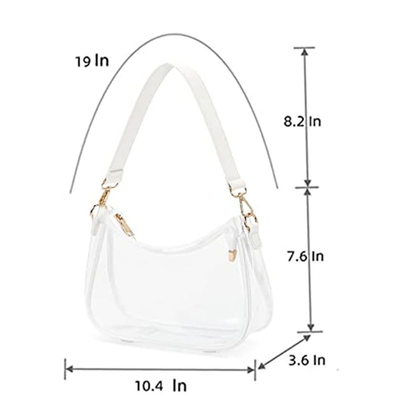 CYHTWSDJ Shoulder Bags for Women, Cute Hobo Tote Handbag Mini Clutch Purse with Zipper Closure (Clear White) - Image 3