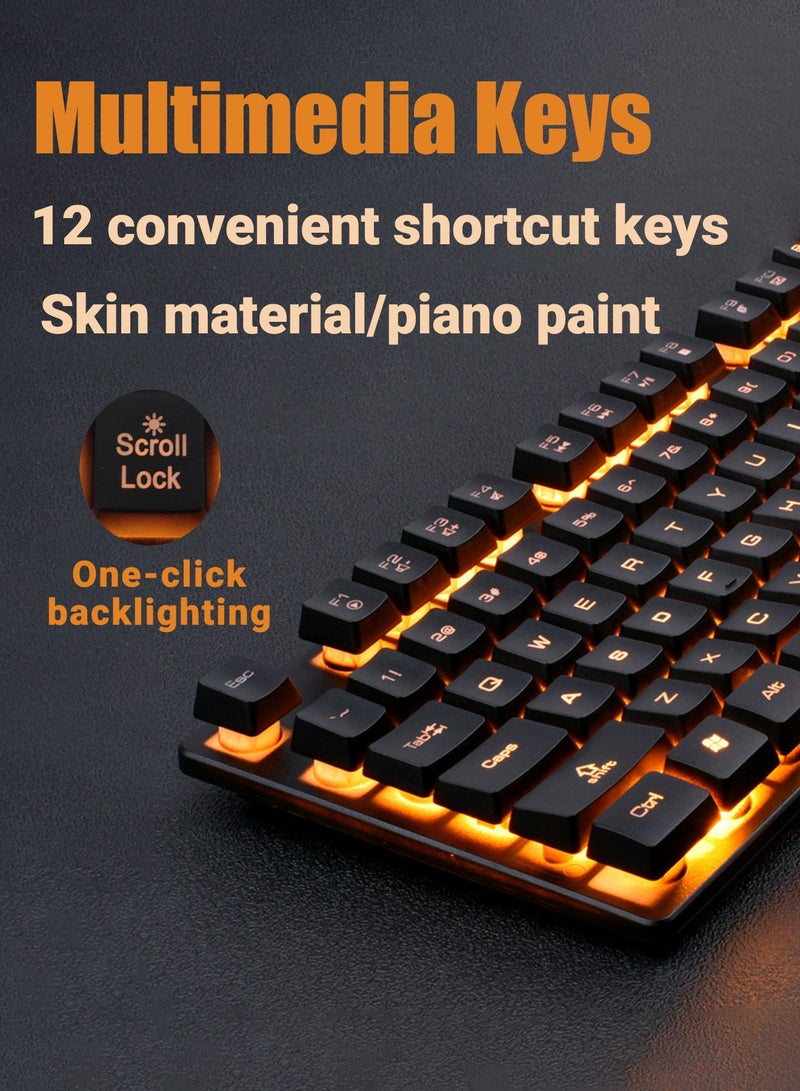 K-Snake Gaming Keyboard With Mouse Set,Wired Keyboard and Mouse Combo,LED Backlit Mechanical Feel Keyboard,Colorful Breathing Backlit Mouse for Working or Primer Gaming,Office Device  - Image 5