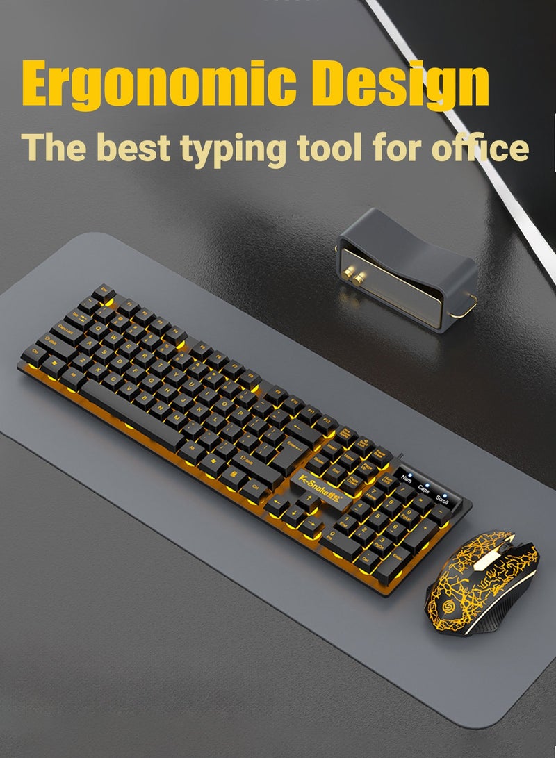 K-Snake Gaming Keyboard With Mouse Set,Wired Keyboard and Mouse Combo,LED Backlit Mechanical Feel Keyboard,Colorful Breathing Backlit Mouse for Working or Primer Gaming,Office Device  - Image 3