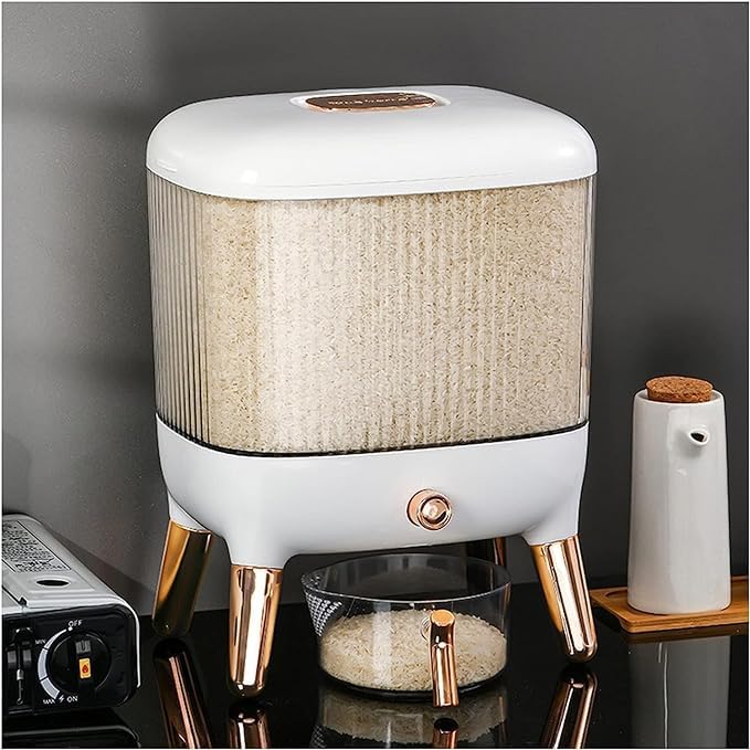Brikipth Brikipth Food Dispenser Rice Bucket Kitchen Grain Storage Container Household Upgrade Rice Dispenser Transparent Metering Cylinder with Lid - Image 1