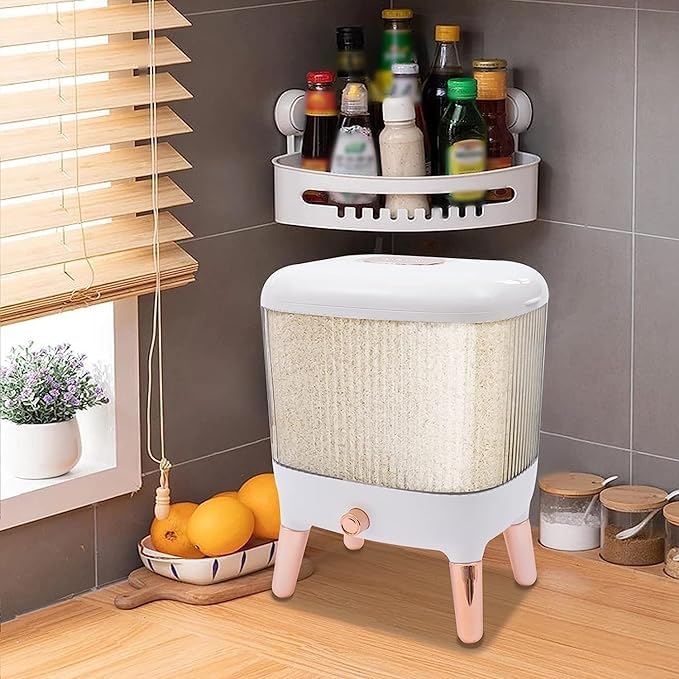 Brikipth Brikipth Food Dispenser Rice Bucket Kitchen Grain Storage Container Household Upgrade Rice Dispenser Transparent Metering Cylinder with Lid - Image 4