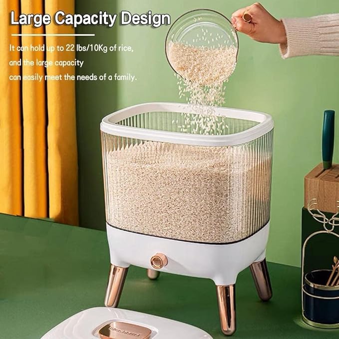 Brikipth Brikipth Food Dispenser Rice Bucket Kitchen Grain Storage Container Household Upgrade Rice Dispenser Transparent Metering Cylinder with Lid - Image 2