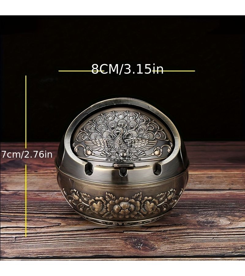 Red Bronze Love Rose Flower Metal Ball Shaped Ashtray With Lid Home Living Room Decoration Valentine Christmas Holiday Gift - Image 4