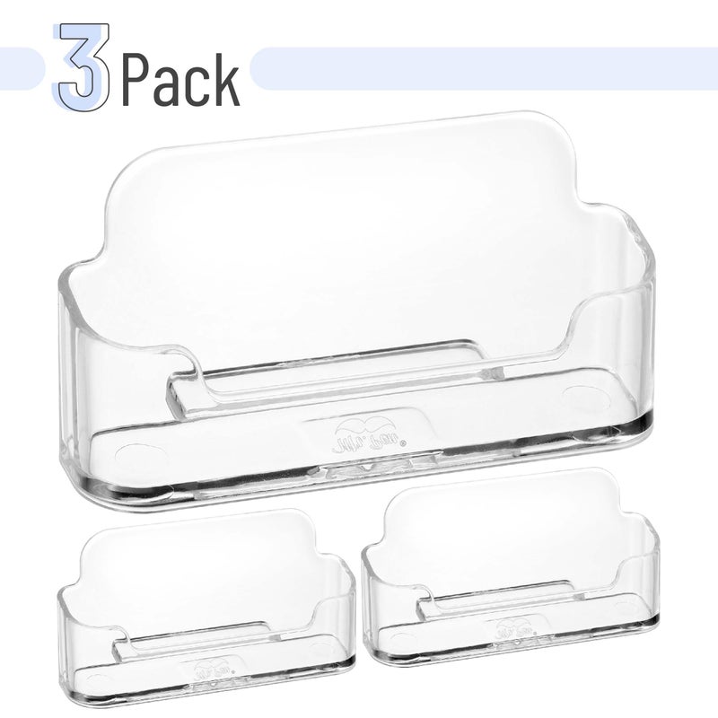 Mr. Pen- Acrylic Business Card Holder for Desk, Clear Plastic Business Cards Display Holders Stand, 3 Packs, Fits 40-60 Cards - Image 2