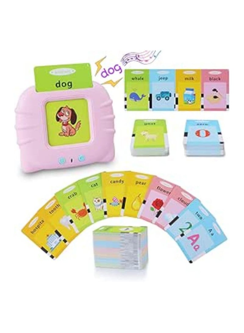 Talking Flash Cards Educational Toys for Toddlers Ages 1-6, British English, 384 Words, Auditory Learning Toys, Preschool Learning Resource, Electronic Interactive Toy Kids Birthday Gifts - Pink - Image 1