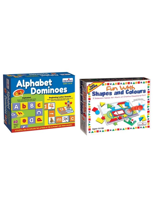 Creative's Creative’s Alphabet Dominoes & Fun with Shapes and Colours Combo | Educational & Interactive Pre-School Learning Game | Improves Hand-Eye Coordination | Gifting Pack for Kids 3+ Years (Set of 2 Box) - Image 1