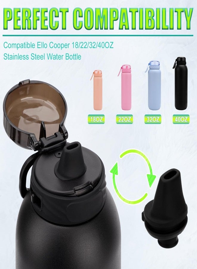 PEUTIER 2PCS Bite Valve Replacement for Ello Cooper 32oz Stainless Steel Water Bottle, Water Bottle Mouthpiece, Silicone Free BPA Spout Compatible With Ello Cooper 18/22/40oz Accessories Parts (Black) - Image 4