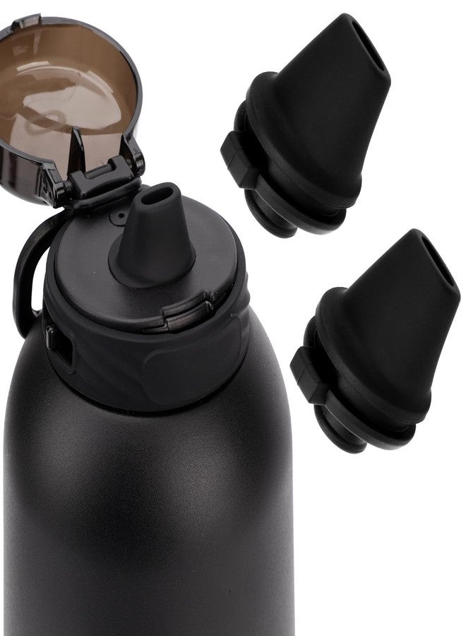 PEUTIER 2PCS Bite Valve Replacement for Ello Cooper 32oz Stainless Steel Water Bottle, Water Bottle Mouthpiece, Silicone Free BPA Spout Compatible With Ello Cooper 18/22/40oz Accessories Parts (Black) - Image 1