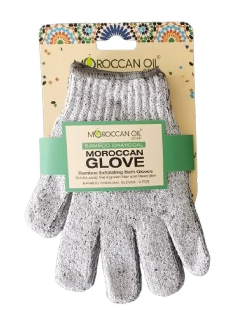 Moroccan Oil - Bamboo Charcoal Exfoliating Bath Gloves, Natural Material, Enhances Exfoliation, Refreshes & Massages, Removes residual impurities - Image 1